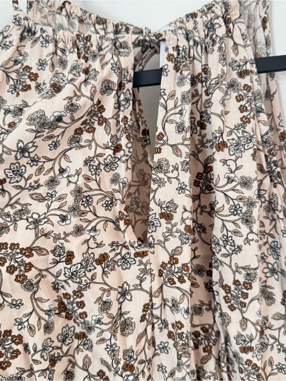 Old Navy Beige Brown Floral Halter Peplum Top Strappy Beach Summer Cottagecore M - Picture 5 of 8